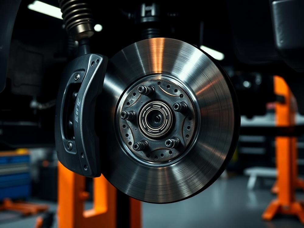 Disco de freio novo instalado durante manutenção preventiva